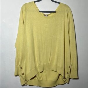 J. Jill Light Endive Yellow Silk Blend Pullover Sweater